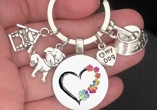 Heart key ring with charms