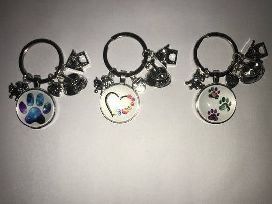 Selection of key rings with charms