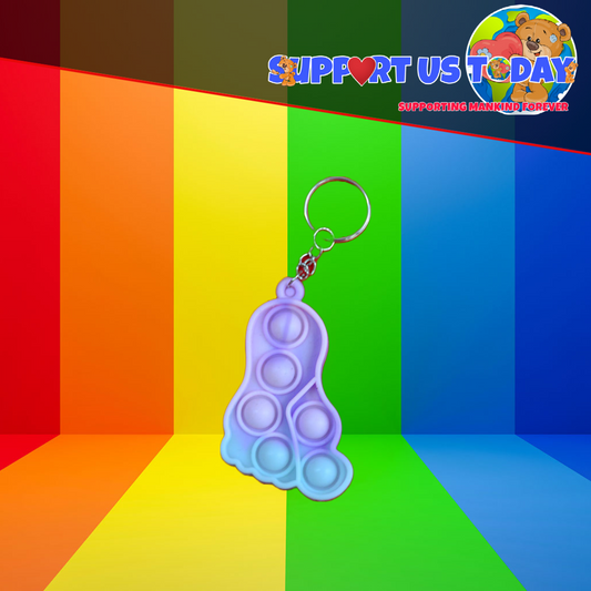 Foot shaped Colourful Sensory Popper Toy Keyring