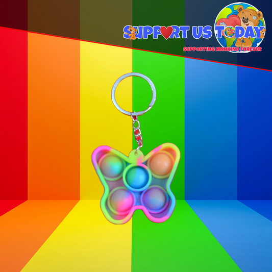 Sensory Popper Toy Colourful Butterfly Keyring